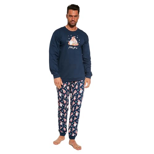 cornette Schlafanzug Herren lang, Pyjama Herren, Baumwolle, Schlafanzug Set, Weihnachtsstil, Nachtwäsche langärmliges Hemd und Lange Hose, Ideal für Winternächte, hergestellt in der EU von cornette