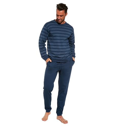 cornette Schlafanzug Herren lang, Pyjama Herren, Baumwolle, Schlafanzug Set, locker sitzende langärmelige Bluse und Lange Hose, Bequem und warm, hergestellt in der EU von cornette