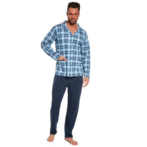 cornette Schlafanzug Herren lang, Pyjama Herren, Baumwolle 100%, Schlafanzug Set, Nachtwäsche Langarm Shirt mit Taschen, Bequem und warm, hergestellt in der EU von cornette