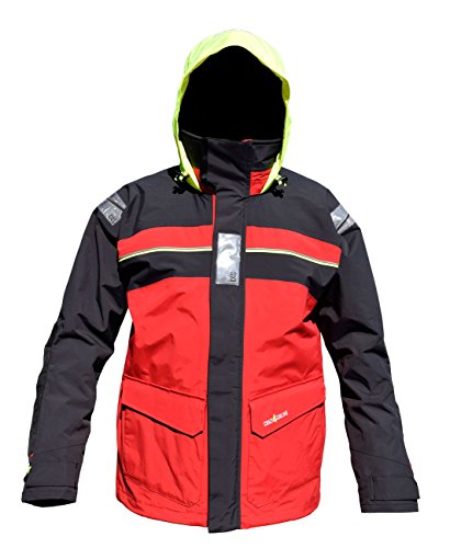 crazy4sailing Herren Segeljacke Bergen Offshore Funktionsjacke Ölzeug, Farbe:Red/Carbon, Größe:M von crazy4sailing