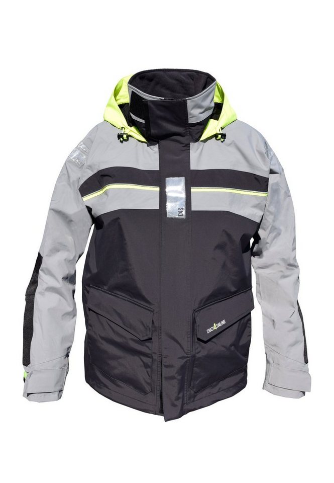 crazy4sailing Outdoorjacke Bergen crazy4sailing Offshore Segeljacke mit Reflexstreifen und Neon-Kapuze von crazy4sailing