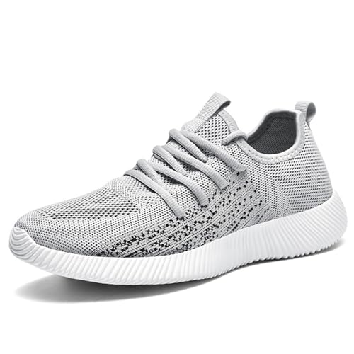 Herren Mesh Atmungsaktive Sneaker Weiche Rutschfeste Dämpfung Laufschuhe, grau, 39 1/3 EU von crazynekos