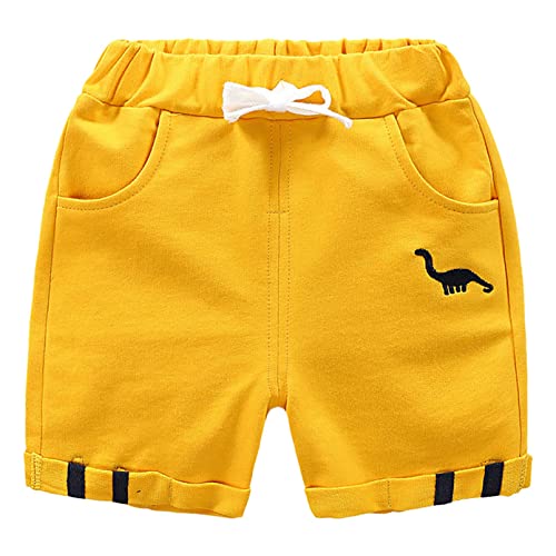 dPois Baby Junge Shorts Kurze Hose Jerseyshorts Freizeitshorts Baumwolle Joggingshose mit Kordelzug Kleinkind Sommer Outfits Gelb 86-92/18-24 Monate von dPois