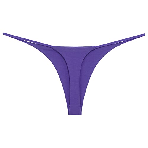 dPois Damen Bikinihose String Tanga Hipster Sexy Bikinislip Thongs Niedrige Taille Badehose Bademode Sommer Swimwear Violett XL von dPois