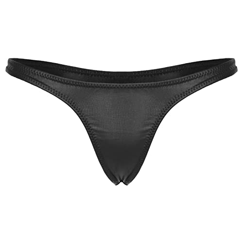 dPois Damen Sexy Slip String Tanga Höschen Lack Leder Unterhose Hipster Thong Wetlook Hotspants Dessous Unterwäsche Reizwäsche Schwarz_A XXL von dPois