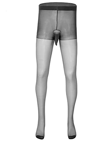 dPois Herren Strumpfhosen Nylon Pantyhose mit Penishülle Leggings Transparent Lange Unterhose Nahtlos Sexy Unterwäsche Stretch Reizwäsche Schwarz One_Size von dPois
