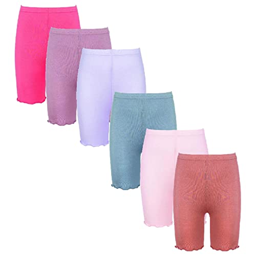 dPois Mädchen 6er Set Leggings Kurz Baumwolle Shorts Radlerhose Boyshort Höschen Fahrradhose mit Rüschen Saum Kinder Sport Radfahren Kurze Hose Typ E 92-98/2-3 Jahre von dPois