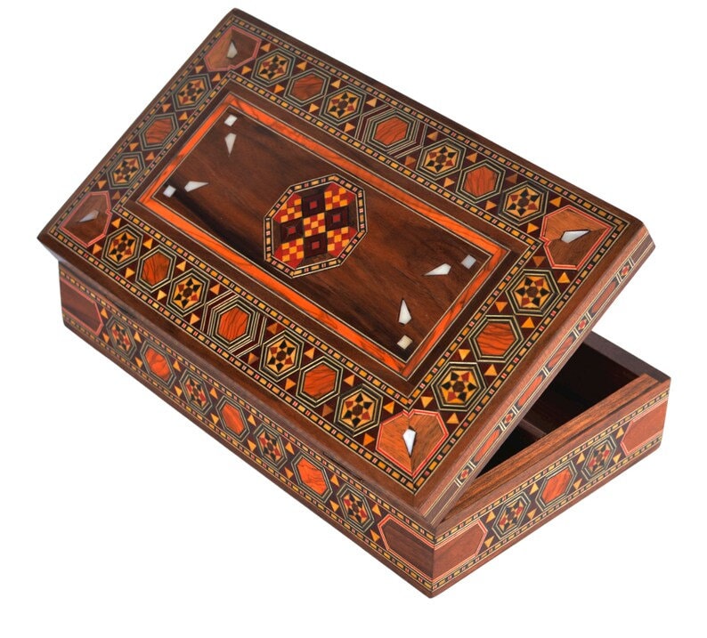 Wedding Jewelry Box, Modern Jewelry Box, Decorative Large Storage Keepsake Handmade Wooden Box Inlaid Mother Of Pearl Christmas Gift Wedding Jewelry Box, Modern Jewelry Box, Decorative Large Storage Keepsake Handmade Wooden Box Inlaid Mother Of Pearl Christmas Gift von damaschmagiceast
