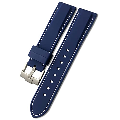 Uhrenarmband aus Gummi, Silikon, wasserdicht, passend für Omega für IWC für SKX 007 Uhrenarmband, 20 mm, 19 mm, 22 mm, Blau-weiße Anstecknadel, 19 mm von dayeer
