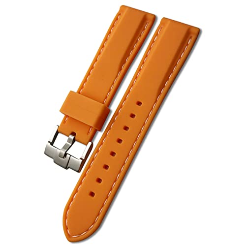 Uhrenarmband aus Gummi, Silikon, wasserdicht, passend für Omega für IWC für SKX 007 Uhrenarmband, 20 mm, 19 mm, 22 mm, Orange-weiße Anstecknadel, 20 mm von dayeer