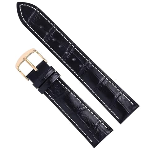 dayeer Frauen Männer Leder Armband Für Tissot Uhr Armband Armband Für DW Band ersatz (Color : Black white-Gold, Size : 22mm) von dayeer