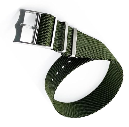 dayeer Single-Pass-Nylon-Nato-Stil, spezielles Stoff-Armbandarmband für Tudor-Uhrenarmband, Ersatzband (Color : Green white, Size : 22mm) von dayeer