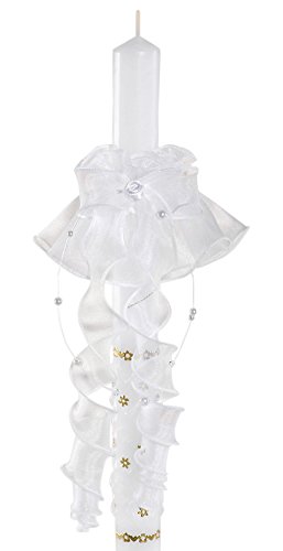 deine-Brautmode Kerzenschmuck Kerzentuch Kerzenrock Tropfschutz für Kerze Kommunion Taufe Hochzeit Weiß von deine-Brautmode