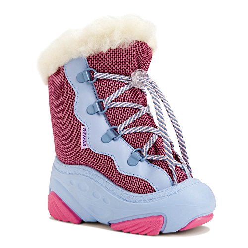 DEMAR Kinder Winterstiefel mit WOLLE gefüttert SNOWMAR (24/25, blau/rosa) von DEMAR