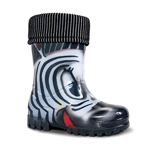 DEMAR Kinder Gummistiefel gefüttert TWISTER LUX (32/33, Zebra) von DEMAR