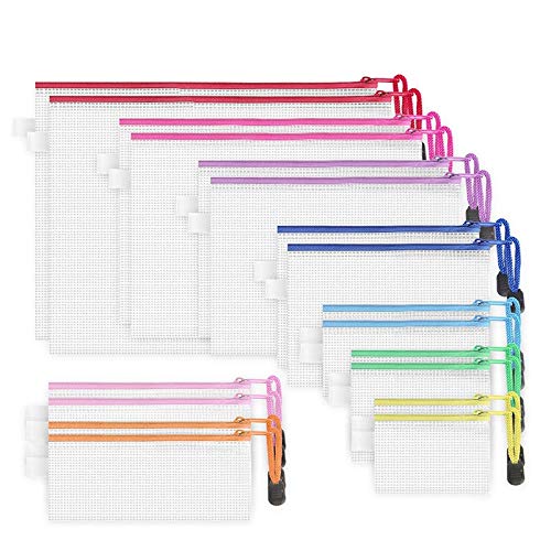 dieyyuca Packung mit 18 Reißverschlusstaschen in 8 Größen, wasserdichte Dokumententaschen mit Reißverschluss, Mehrzweck-Reisetaschen (9 Farben) von dieyyuca