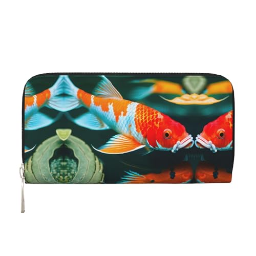 dkkuvt Hübscher Koi-Fisch-Druck, modische funktionelle Ledergeldbörse für Damen, lässige Clutch, Geldbörse, Reisebrieftasche, Schwarz, Einheitsgröße, Kunst dkkuvt Hübscher Koi-Fisch-Druck, modische funktionelle Ledergeldbörse für Damen, lässige Clutch, Geldbörse, Reisebrieftasche, Schwarz, Einheitsgröße, Kunst von dkkuvt