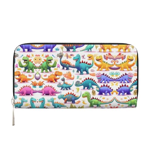 dkkuvt Viele bunte Cartoon-Dinosaurier-Druck, modische funktionale Ledergeldbörse für Damen, lässige Clutch, Geldbörse, Reisebrieftasche, Schwarz, Einheitsgröße, Kunst dkkuvt Viele bunte Cartoon-Dinosaurier-Druck, modische funktionale Ledergeldbörse für Damen, lässige Clutch, Geldbörse, Reisebrieftasche, Schwarz, Einheitsgröße, Kunst von dkkuvt