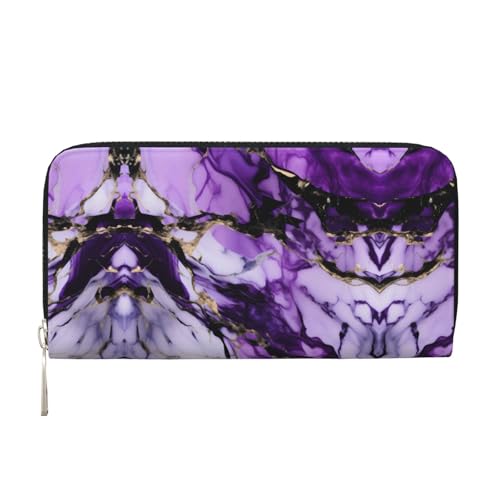 dkkuvt Violetter Marmor-Druck, modische funktionelle Ledergeldbörse für Damen, lässig, Clutch, Reisebrieftasche, Schwarz, Einheitsgröße, Kunst dkkuvt Violetter Marmor-Druck, modische funktionelle Ledergeldbörse für Damen, lässig, Clutch, Reisebrieftasche, Schwarz, Einheitsgröße, Kunst von dkkuvt