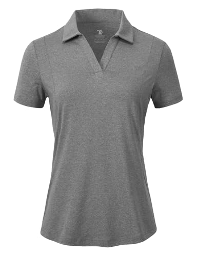 donhobo Damen Poloshirt UPF 50+ Kurzarm Golf Tennis Polo Shirts V-Ausschnitt Tops UV Schutz Schnelltrocknend Sportshirt Casual Sommer T-Shirts, Dunkelgrau, XL donhobo Damen Poloshirt UPF 50+ Kurzarm Golf Tennis Polo Shirts V-Ausschnitt Tops UV Schutz Schnelltrocknend Sportshirt Casual Sommer T-Shirts, Dunkelgrau, XL von donhobo