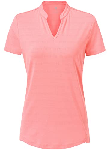 donhobo Damen Sport T-Shirt Running Fitness Shirts Sportbekleidung V Ausschnitt Kurzarm Oberteile Shortsleeve Casual Yoga Top (Rosa, M) von donhobo