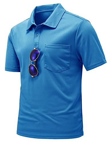 donhobo Herren Poloshirts Kurzarm Golfshirts Schnelltrocknend Atmungsaktiv Outdoor Funktionell Tennis Arbeit Casual Polo T-Shirts Tops (Blau, L) von donhobo