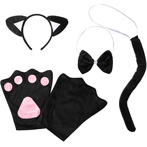 dressforfun 302045 - Kostüm Set Katze für Erwachsene, Haarreif mit Ohren, Handschuhe, Fliege und Schwanz von dressforfun