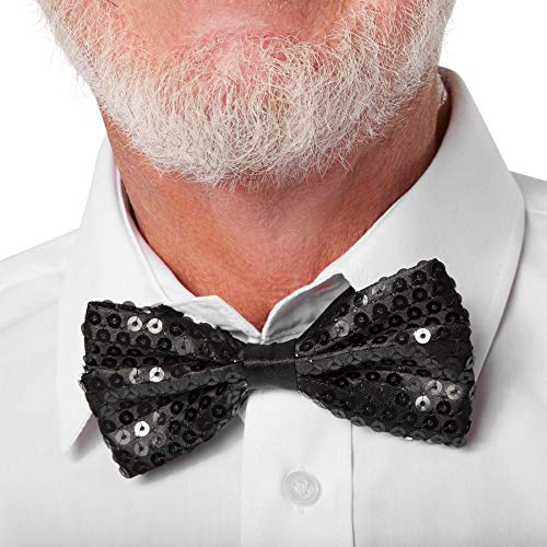 dressforfun 901019 Pailletten Fliege für Damen und Herren, Glitzer Schleife in Einheitsgröße, Bow Tie für Party Kostüm Fasching Karneval Zubehör Accessoire - diverse Farben - (schwarz | Nr. 303670) von dressforfun