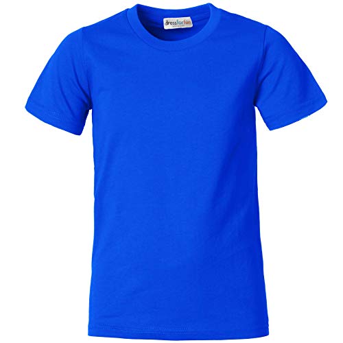 dressforfun 901032 Kinder T-Shirt, Basic Shirt mit Rundhalsausschnitt, Baumwolle - Diverse Farben und Größen - (Blau | 140 | Nr. 304368) von dressforfun