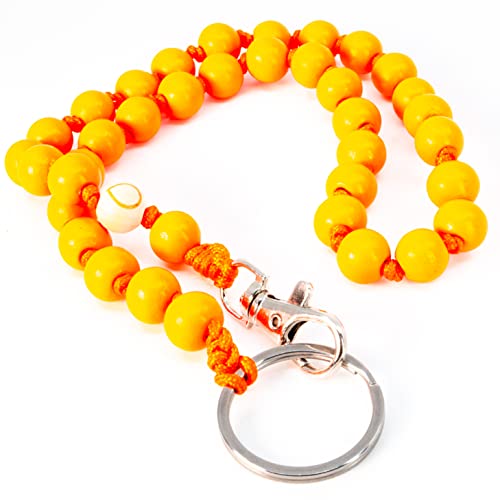 drop letsy DROPLETSY Holzperlen Handykette (kurz) - Schlüsselkette mit Karabiner und Schlüsselring für Schlüssel, Geldbeutel, Hose… (25cm, Orange) von drop letsy