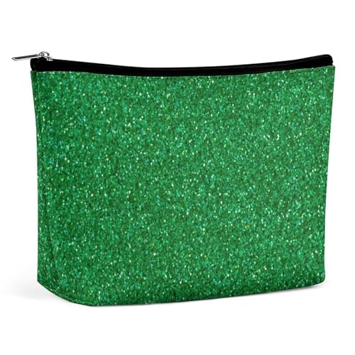 Make-up-Tasche, personalisierte Kosmetiktasche für Damen, Glitzerndes grünes Galaxie-Muster, 7.3cm L x 15cm W x 5.9cm H, Kosmetiktasche von ducanll