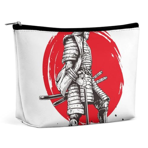 Make-up-Tasche, personalisierte Kosmetiktasche für Damen, Japanisches Samurai-Muster, 7.3cm L x 15cm W x 5.9cm H, Kulturbeutel von ducanll