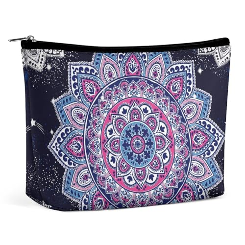 Make-up-Tasche, personalisierte Kosmetiktasche für Damen, Mandala-Muster, 7.3cm L x 15cm W x 5.9cm H, Kosmetiktasche von ducanll