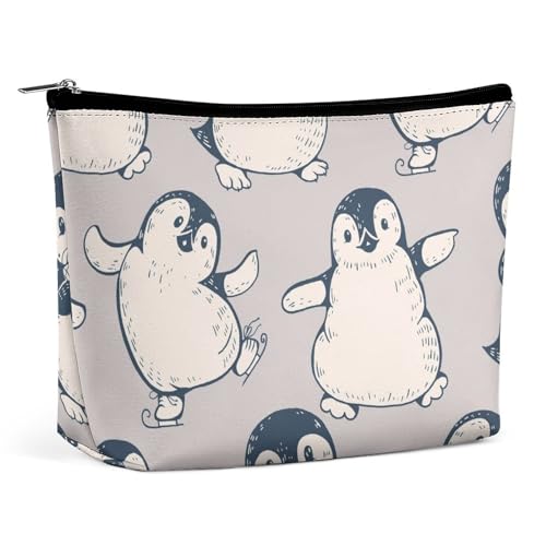 Make-up-Tasche, personalisierte Kosmetiktasche für Damen, Nahtloses Pinguin-Muster, 7.3cm L x 15cm W x 5.9cm H, Kosmetiktasche von ducanll