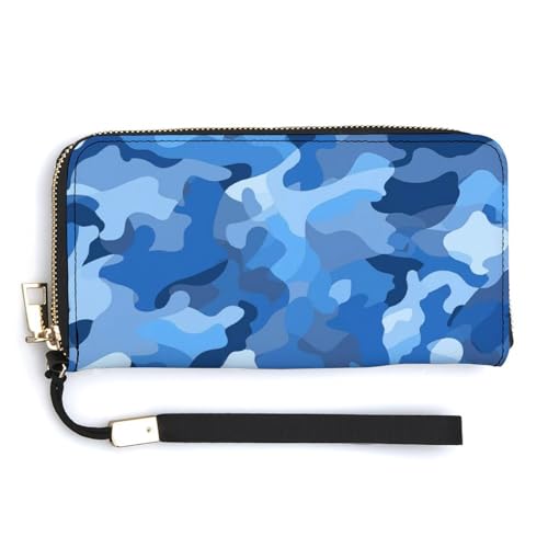 ducanll Damen-Geldbörse mit mehreren Kartenfächern und Handyfach, Blaues Meer-Camouflage-Muster, 20cm length, 10.5cm width, 2.1cm thickness von ducanll