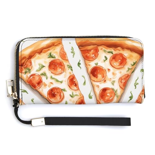 ducanll Damen-Geldbörse mit mehreren Kartenfächern und Handyfach, Pizza-Muster, 20cm length, 10.5cm width, 2.1cm thickness von ducanll