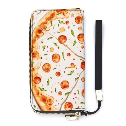 ducanll Damen-Geldbörse mit mehreren Kartenfächern und Handyfach, Pizza-Muster, 20cm length, 10.5cm width, 2.1cm thickness von ducanll