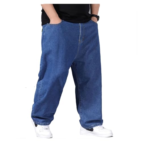 Übergröße Jeanshose - Herren Baggy Jeans Dehnbare Loose Fit-Jeans Hose Männer Hohe Taille Stretch Straight Jeans Hose Stonewashed Denim Lange Jeanshose Freizeithose Jogginghose Cargohosen (A,8XL) von duhapy