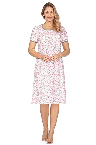 e.FEMME® Damen Nachthemd 804 aus Baumwolle (Rosa Blumen, 40) von e.FEMME