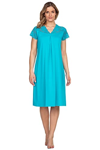 e.FEMME® Damen Nachthemd Lena II 859 aus Baumwolle und Lenzing® Modal (Türkis, 42) von e.FEMME