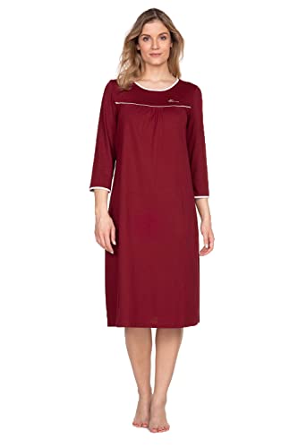 e.Femme® Damen Nachthemd Nicole II 1018 mit 3/4 Arm, aus 50% Baumwolle und 50% Modal, Bordeaux 38 von e.Femme