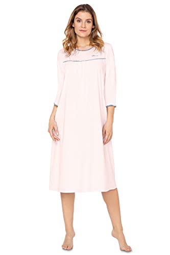 e.Femme® Damen Nachthemd Nicole II 1018 mit 3/4 Arm, aus 50% Baumwolle und 50% Modal, Lachs 40 von e.Femme