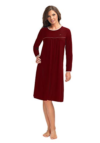 e.FEMME® Damen Nachthemd Nicole II 869 aus Baumwolle/Modal, Bordeaux 38 von e.FEMME