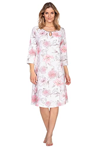 e.FEMME® Damen Nachthemd Olivia 1046 aus 100% Baumwolle, rosa Hortensien 50 von e.FEMME