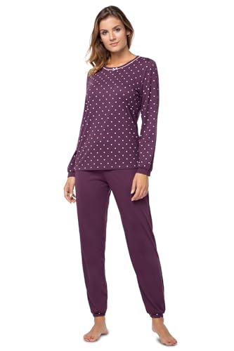 e.FEMME® Damen Schlafanzug Marion 849 aus Baumwolle/Modal, Aubergine 40 von e.FEMME