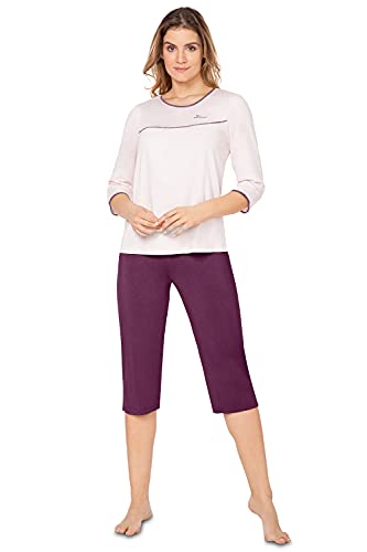 e.FEMME® Damen Schlafanzug Nicole II 870 aus Baumwolle/Modal (Rosa/Aubergine, 46) von e.FEMME