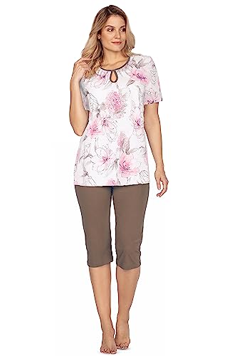 e.Femme® Damen Schlafanzug Pyjama Kurzarm Olivia 1109 Baumwolle, Rosa Hortensien 36 von e.Femme