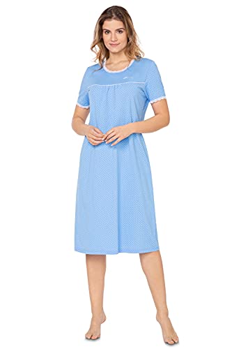 e.FEMME Damen Nachthemd Dolly 1658 aus Baumwolle (Blau, 50) von e.FEMME