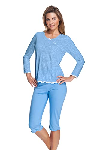 e.FEMME Damen Schlafanzug Marion 329 aus Baumwolle+Modal (Blau, 42) von e.FEMME