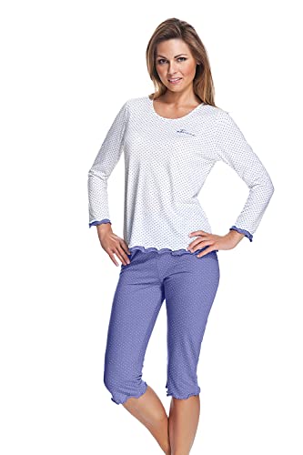 e.FEMME Damen Schlafanzug Marion 329 aus Baumwolle+Modal (Ecru/Jeans, 46) von e.FEMME